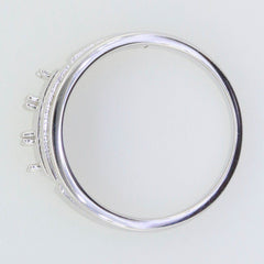 Solid Men's Sterling Silver Semi Mount Ring Setting RD 4x4mm 3 Stone Ring - Syzjewelry