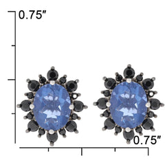 Sterling Silver Semi Mount Earrings Setting Oval OV 10X8mm Halo Black Spinel - Syzjewelry