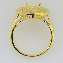 Sterling Silver Semi Mount Ring Setting Oval OV 9x7mm White Topaz - Syzjewelry