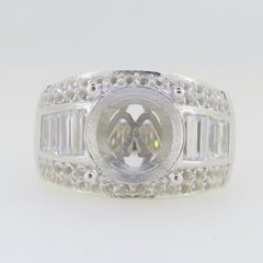 Jewelry Wax Semi Mount Ring Setting Round RD 12x12mm Baguette 3 Row