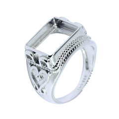 Men's Ring Settings Sterling Silver Ring Mounting Emerald OCT 12x10mm - Syzjewelry