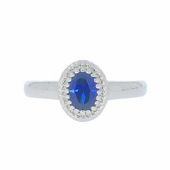 Sterling Silver Semi Mount Ring Setting OV 7X5mm Halo White Topaz - Syzjewelry