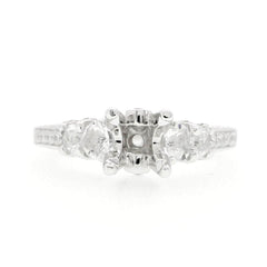 Art Deco Style Sterling Silver Semi Mount Ring Setting RD 7x7mm 4x4mm 3x3mm - Syzjewelry