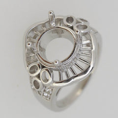Vintage Style Sterling Silver Semi Mount Ring Setting Round RD 10x10mm L534R534W - Syzjewelry