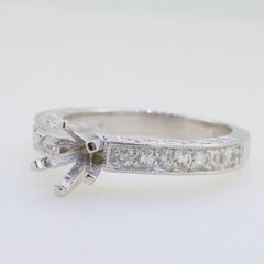 Art Deco Style Semi Mount Ring Setting Round Rd 6.5x6.5mm Engagement - Syzjewelry