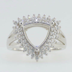 Sterling Silver Semi Mount Ring Setting Trillion Tri 10x10mm Moissanite - Syzjewelry