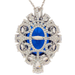 Sterling Silver Semi Mount Pendant Setting Oval OV 22X17mm Halo Topaz - Syzjewelry