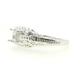 Sterling Silver Semi Mount Ring Setting Round RD 6x6mm Art Deco Style L054R054-6 - Syzjewelry