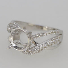 Sterling Silver Semi Mount Ring Setting Round RD 9x9mm White Topaz Whi - Syzjewelry