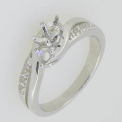 14K White Gold Semi Mount Ring Setting Round RD 4x4mm - Syzjewelry