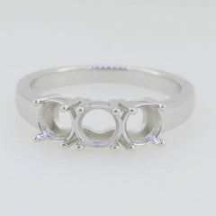 Sterling Silver Semi Mount Ring Setting Round RD 4.5mm White Topaz - Syzjewelry