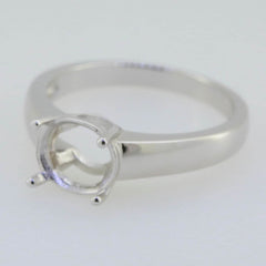14K White Gold Semi Mount Ring Setting Round RD 8x8mm - Syzjewelry