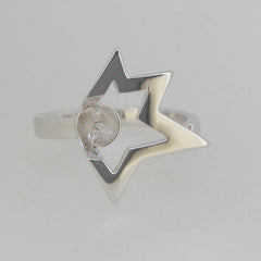 Sterling Silver Semi Mount Ring Setting Round 8x8mm Pearl & Star Ring - Syzjewelry