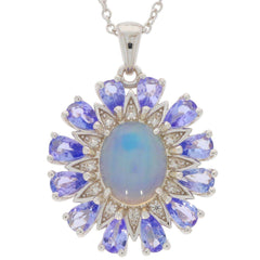 Sterling Silver Semi Mount Pendant Setting Oval OV 10X8mm PE 6x4mm Cabochon Halo - Syzjewelry