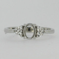 Sterling Silver Semi Mount Ring Setting Oval OV 7x5mm With Accent White Topaz So - Syzjewelry