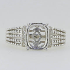 Sterling Silver Semi Mount Ring Setting Cab Cushion CU 10X8mm White Topaz - Syzjewelry