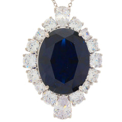 Sterling Silver Semi Mount Pendant Setting Oval OV 22X17mm Halo Topaz - Syzjewelry