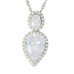 Sterling Silver Semi Mount Pendant Setting Pear PE 14X10mm OV 7x5 HaloTopaz - Syzjewelry