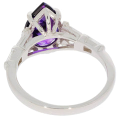 Sterling Silver Semi Mount Ring Setting Pear PE 12X8mm Baguette Accent Shank - Syzjewelry