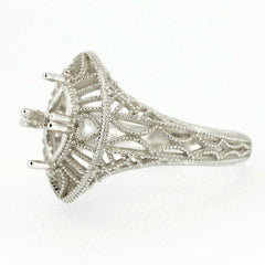 Sterling Silver Semi Mount Ring Setting Trillion Tri 4x4mm Art Deco Style - Syzjewelry
