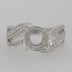 Sterling Silver Semi Mount Ring Setting Round RD 9x9mm White Topaz Whi - Syzjewelry
