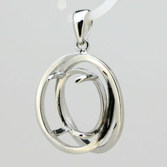 Sterling Silver Semi Mount Pendant Setting Oval OV 14x10mm Infinite Loop - Syzjewelry