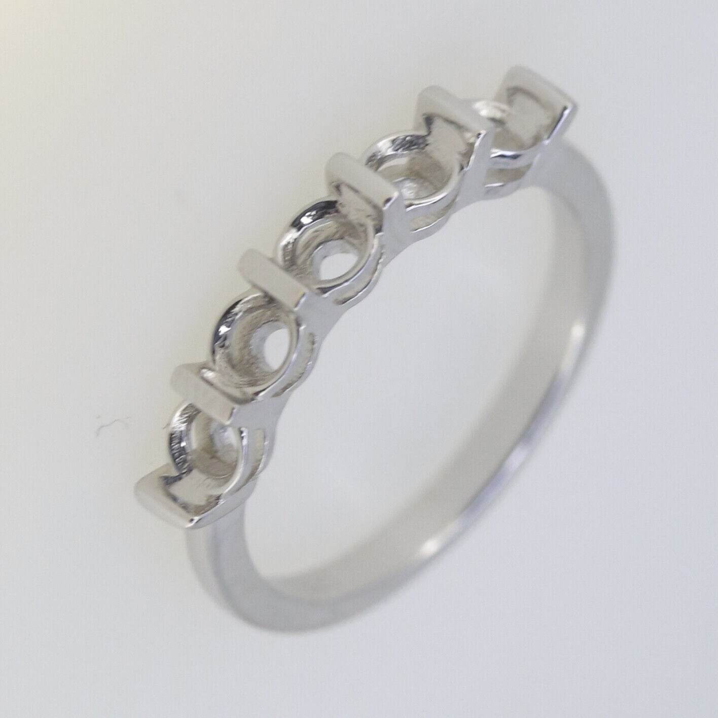 Sterling Silver Semi Mount Ring Setting RD 4x4mm Multi Stone Band 5 Stones - Syzjewelry