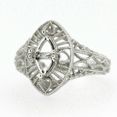 Sterling Silver Semi Mount Ring Setting Trillion Tri 4x4mm Art Deco Style - Syzjewelry