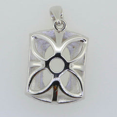 Sterling Silver Semi Mount Pendant Setting Cushion CU 12X8mm White Top - Syzjewelry