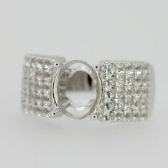 Sterling Silver Semi Mount Ring Setting Oval OV 10x8mm White Topaz PJC3361R - Syzjewelry