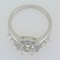 Sterling Silver Semi Mount Ring Setting Oval OV 9X7mm White Topaz PJM22109R - Syzjewelry