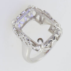 Sterling Silver Semi Mount Ring Setting Emerald OCT 18x13mm Vintage Reproduction - Syzjewelry
