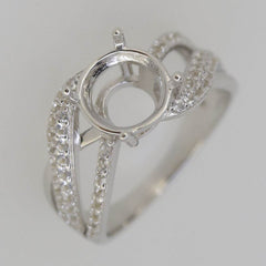 Sterling Silver Semi Mount Ring Setting Round RD 9x9mm White Topaz Whi - Syzjewelry