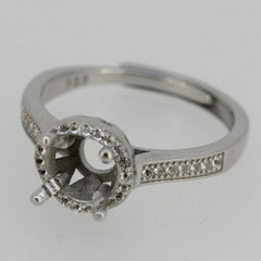 Sterling Silver Semi Mount Ring Setting Round RD 7x7mm No Rhodium Plate - Syzjewelry
