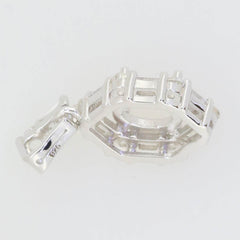 Sterling Silver Semi Mount Pendant Setting Oval OV 7X5mm Baguette Halo - Syzjewelry