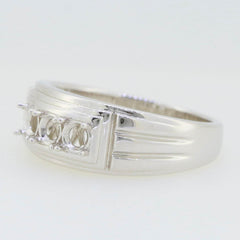 Solid Men's Sterling Silver Semi Mount Ring Setting RD 4x4mm 3 Stone Ring - Syzjewelry