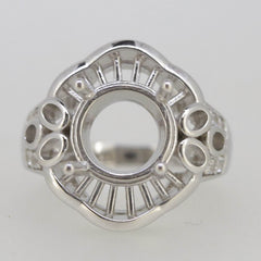 Vintage Style Sterling Silver Semi Mount Ring Setting Round RD 10x10mm L534R534W - Syzjewelry