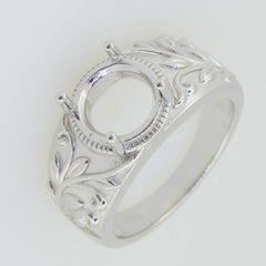 Sterling Silver Semi Mount Ring Setting Round RD 9x9mm Art Nouveau Style - Syzjewelry