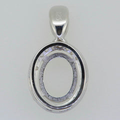 Sterling Silver Semi Mount Pendant Setting Oval OV 10x8mm Halo White Topaz - Syzjewelry