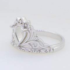 Sterling Silver Semi Mount Ring Setting PE 8x6mm Crown White Topaz - Syzjewelry