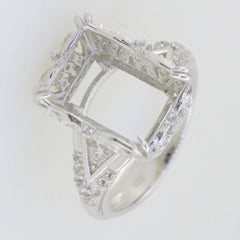 Jewelry Wax Semi Mount Ring Setting Emerald OCT 14x10mm W/ White Topaz