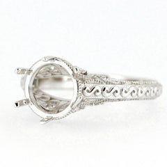 Sterling Silver Semi Mount Ring Setting Round RD 8x8mm Art Deco Style L142 - Syzjewelry