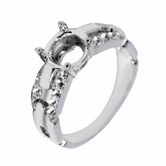 Sterling Silver Semi Mount Ring Setting Round RD 7x7mm Topaz Interlock Chain - Syzjewelry