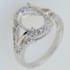 Sterling Silver Semi Mount Ring Setting Oval OV 10x8mm White Topaz Split Sha - Syzjewelry