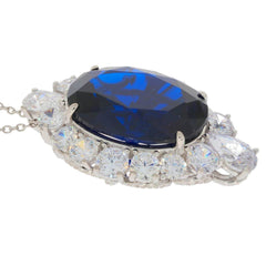 Sterling Silver Semi Mount Pendant Setting Oval OV 22X17mm Halo Topaz - Syzjewelry