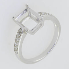 14K White Gold Semi Mount Ring Setting Emerald OCT 10X8mm W/ Moissanite GTL21531 - Syzjewelry