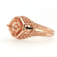 Filigree 14K White Gold Semi Mount Ring Setting OV11x9mm - Syzjewelry