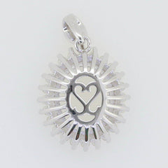 Sterling Silver Semi Mount Pendant Setting Oval OV 12X10mm Halo White Topaz - Syzjewelry