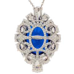 Sterling Silver Semi Mount Pendant Setting Oval OV 22X17mm Halo Topaz - Syzjewelry