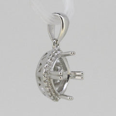 Sterling Silver Semi Mount Pendant Setting Cushion Cu 8x8mm Halo Topaz - Syzjewelry